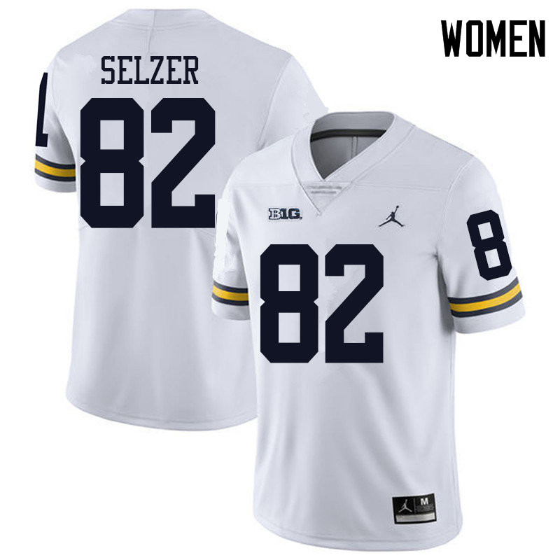 Jordan Brand Women #82 Carter Selzer Michigan Wolverines College Football Jerseys Sale-White